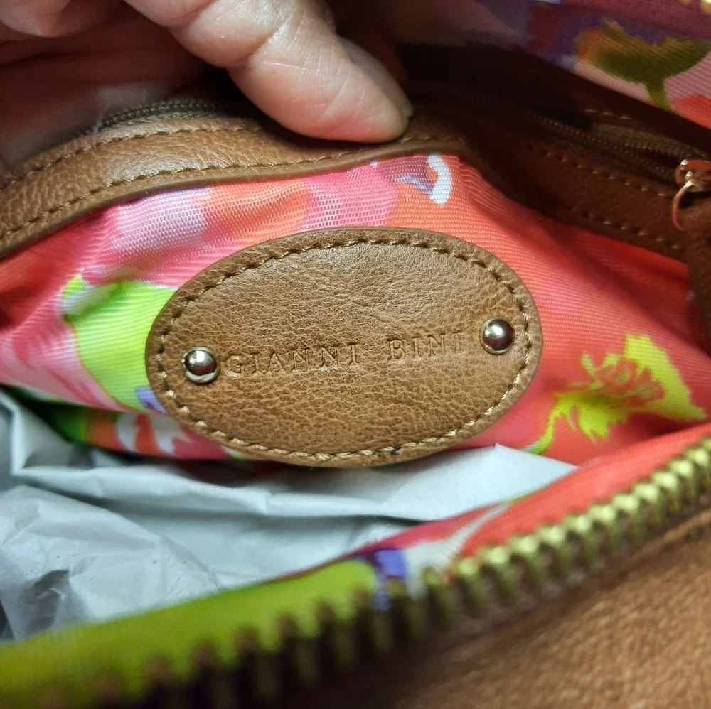 GIANNI BINI SADDLE BROWN BROOKLYN‎ SATCHEL HANDBAG